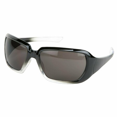 MCR SAFETY Glasses, CR2 Black/Clear Frame, Gray, 12PK CR1212